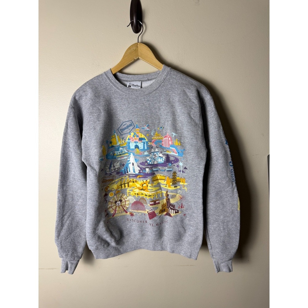 Walt Disney World Crewneck Sweater Adult S Gray Mickey Mouse Graphic